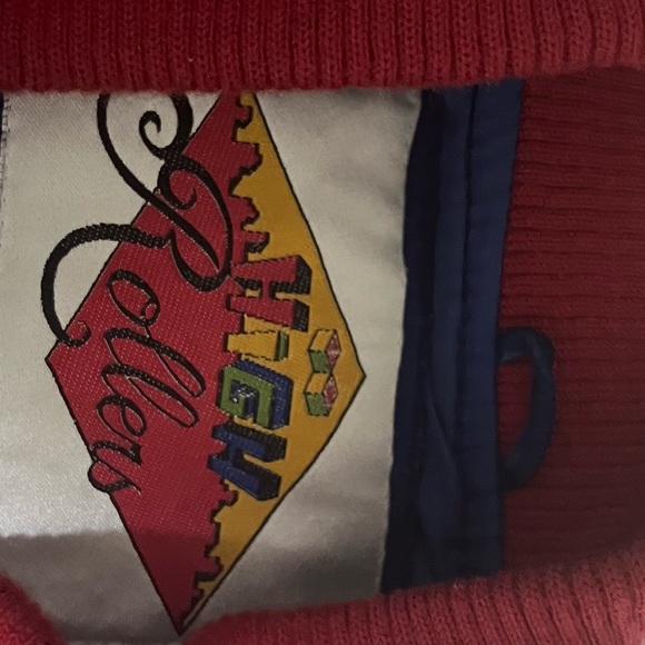 Leather bomber jacket. Never word, small cuff marks. Looks amazing! - Picture 2 of 4